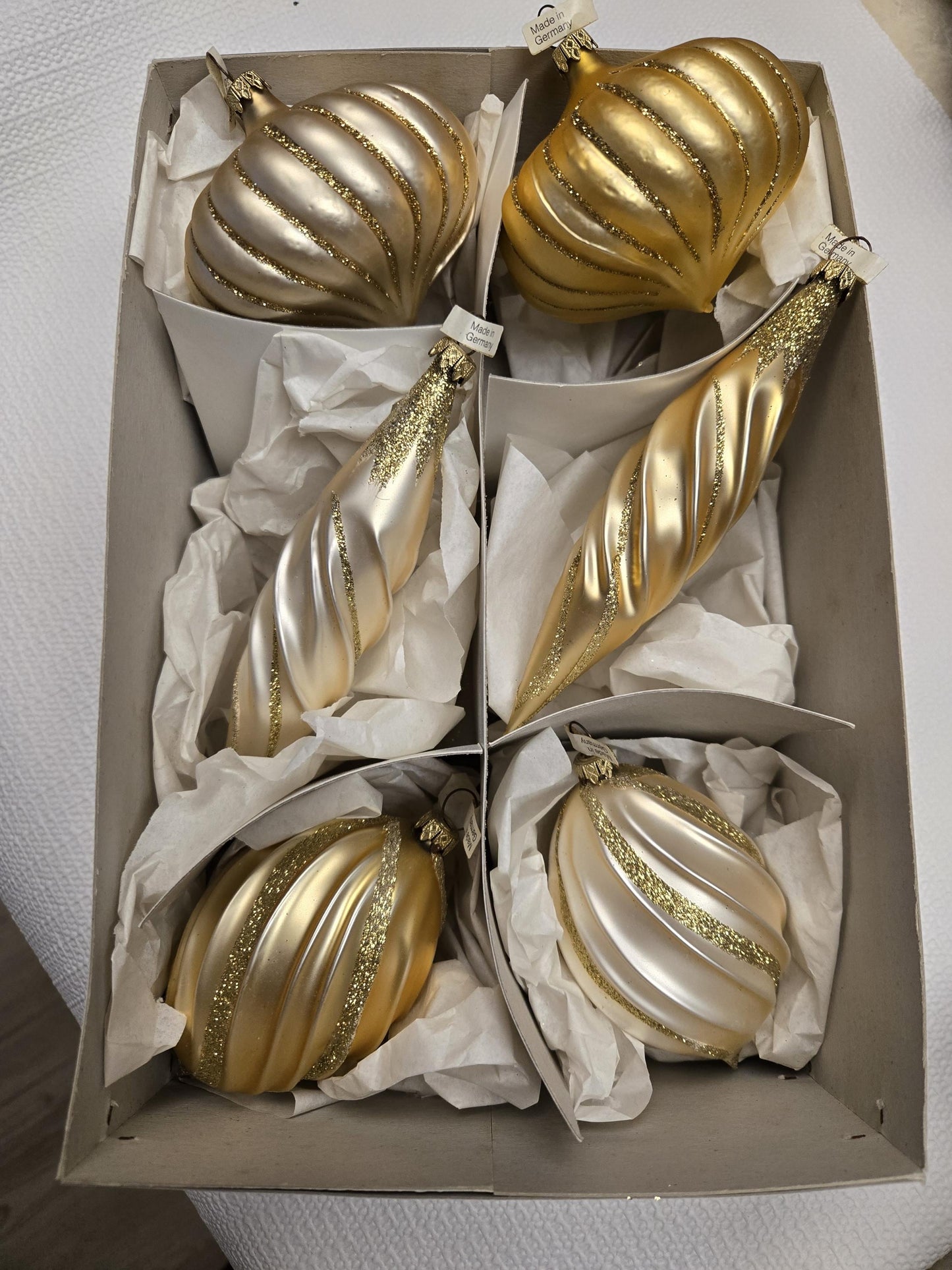 Vintage Glass Gold and Champagne Ornaments (6)