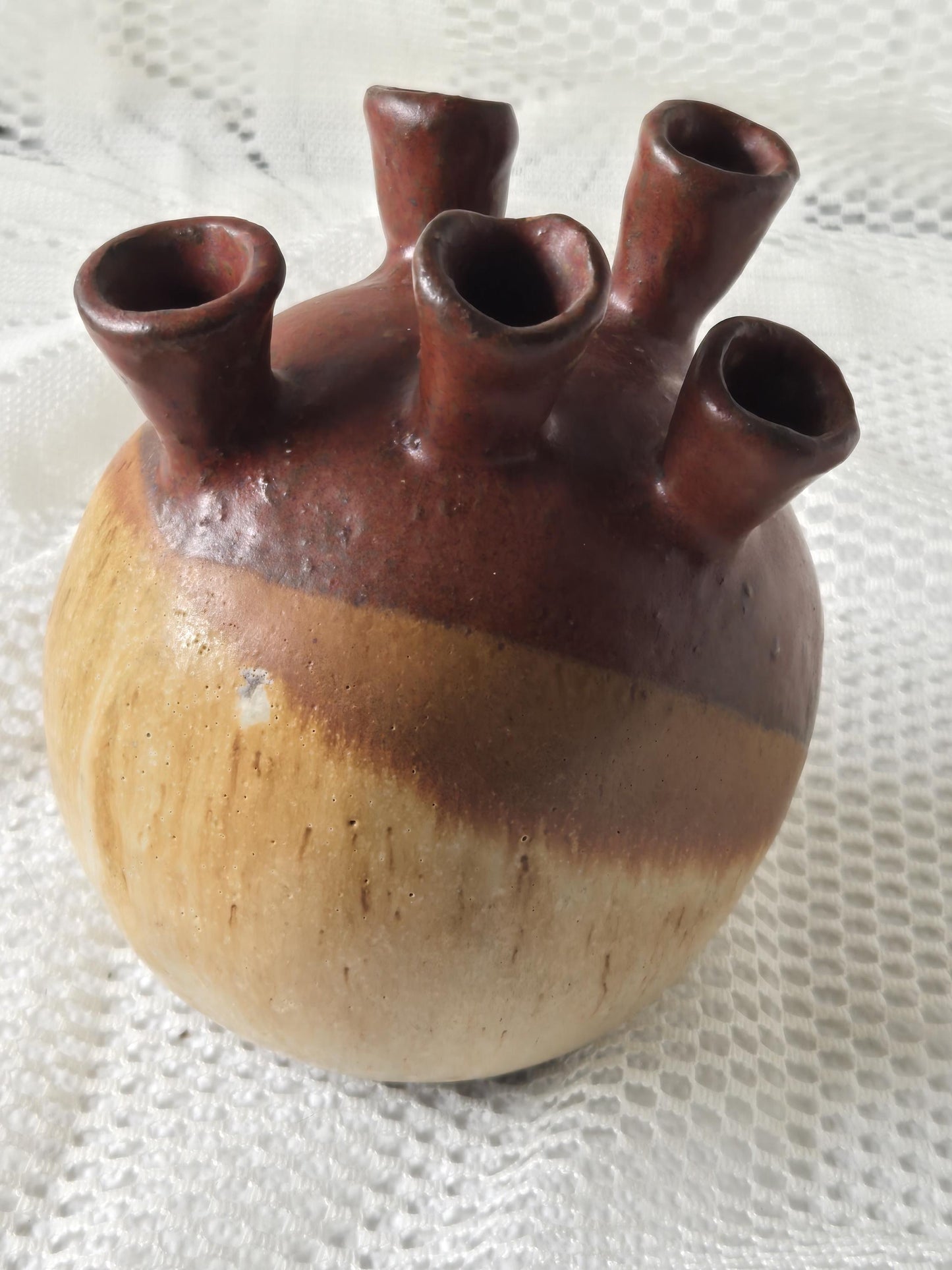 Stoneware Pottery Chimney 5-Neck Vase