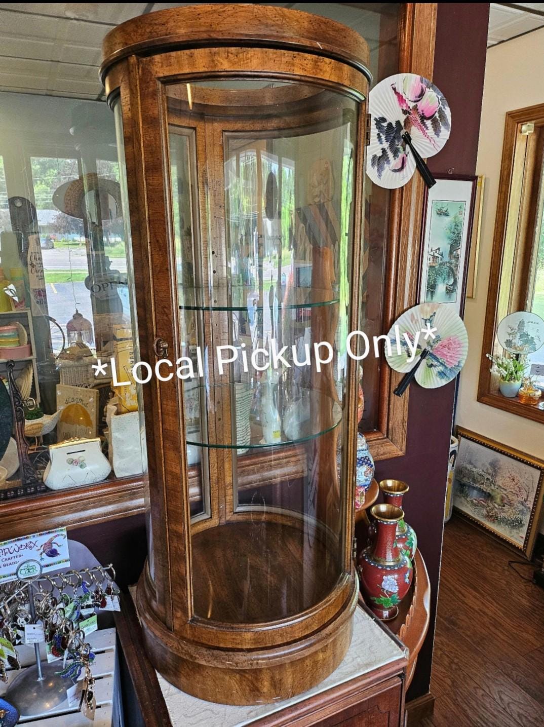 Weiman Curved Glass Curio Cabinet - Local Pickup Only in East Aurora, NY