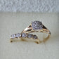 Vintage Diamond Pave Engagement Ring w/Matching Yellow Gold Pave Band 14K