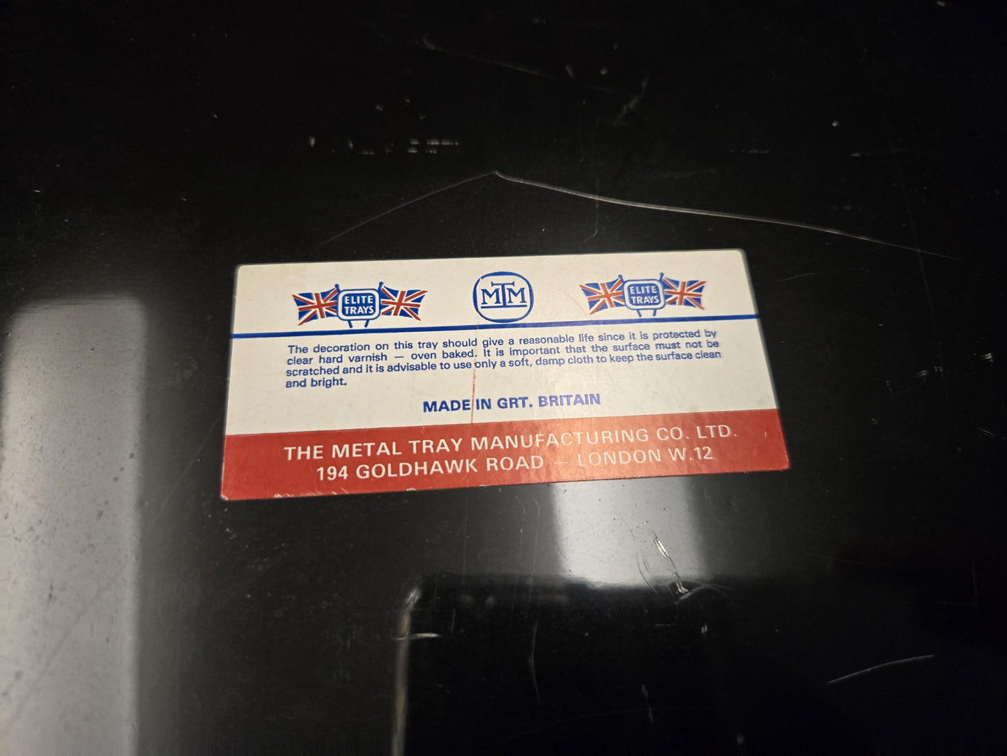 English Floral Metal Serving Tray