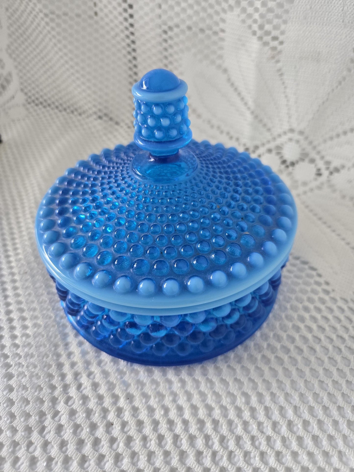 Hobnail Opalescent Blue Candy Dish Westmoreland