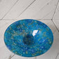 Higgins Blue Art Glass Floral Bowl