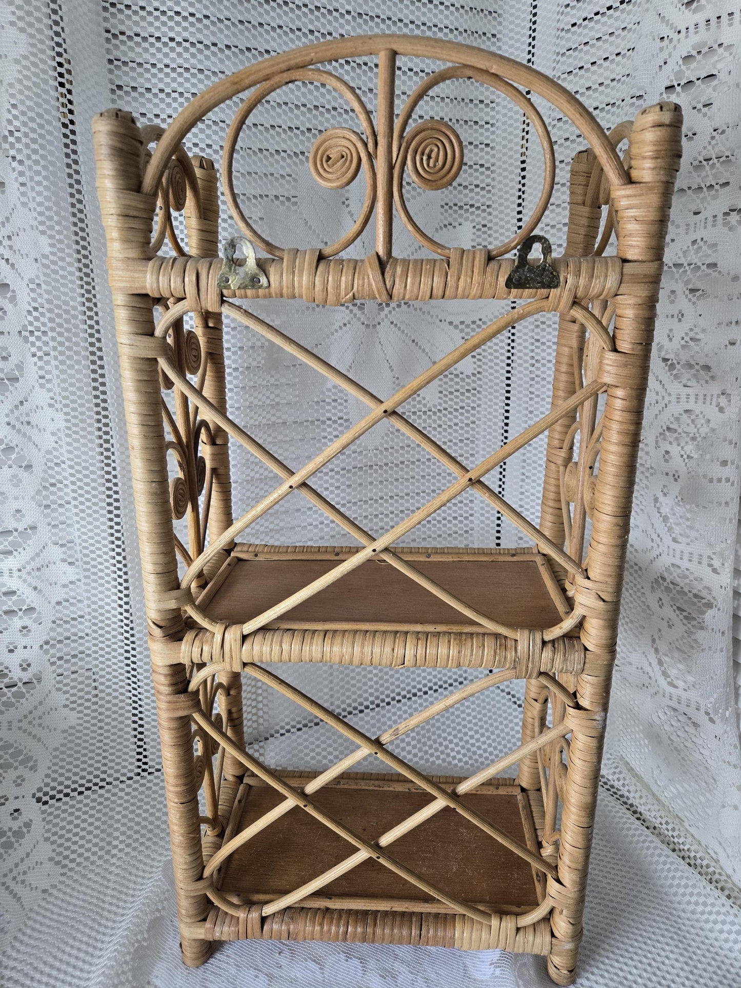 Vintage Rattan & Wicker Wall Shelf