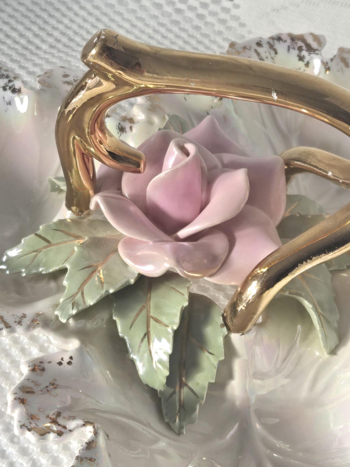 Mid Century Porcelain Floral Candy Dish