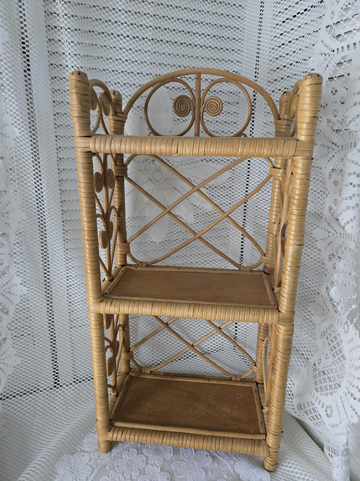 Vintage Rattan & Wicker Wall Shelf