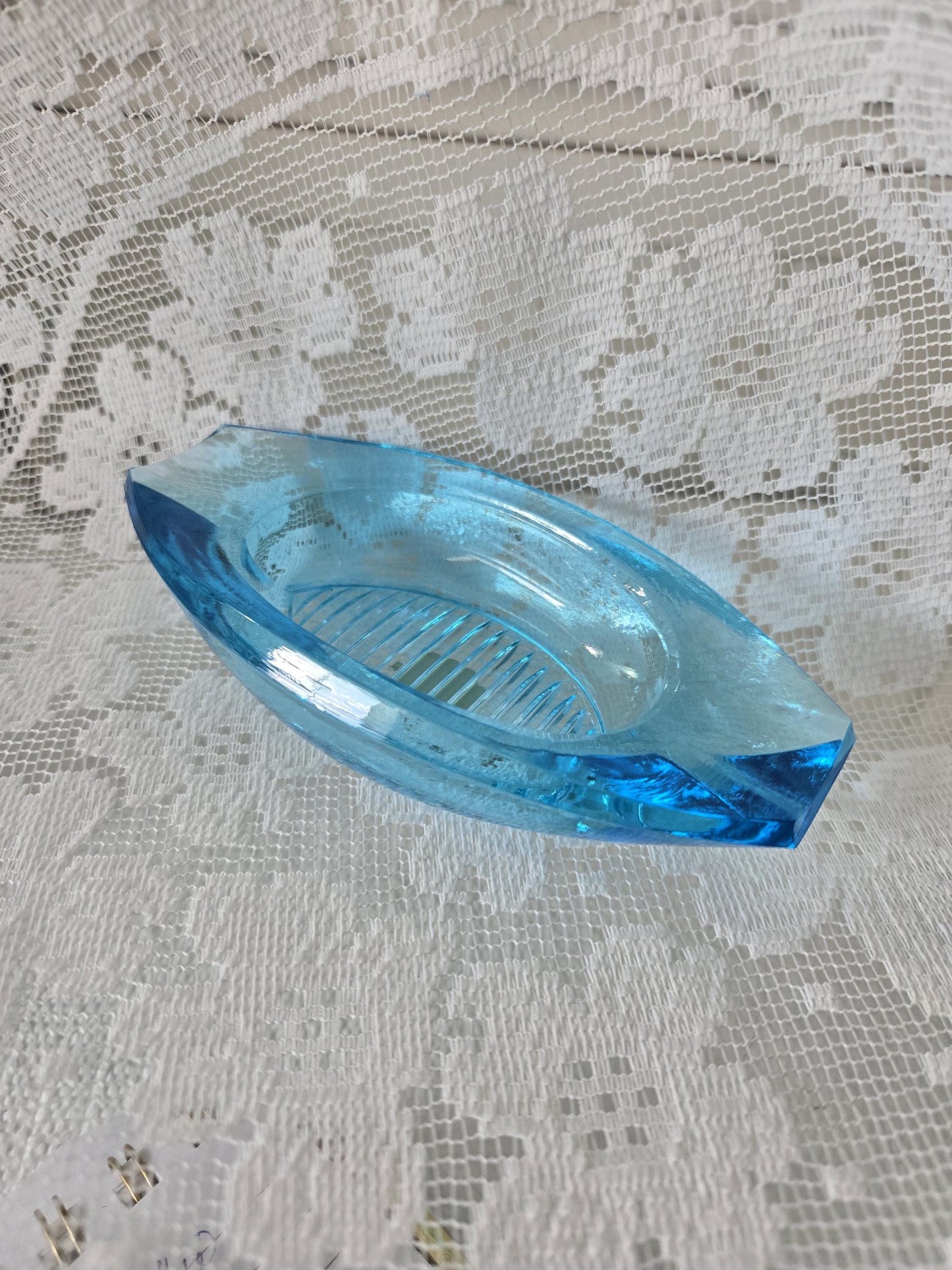 Art Deco Blue Art Glass Ashtray