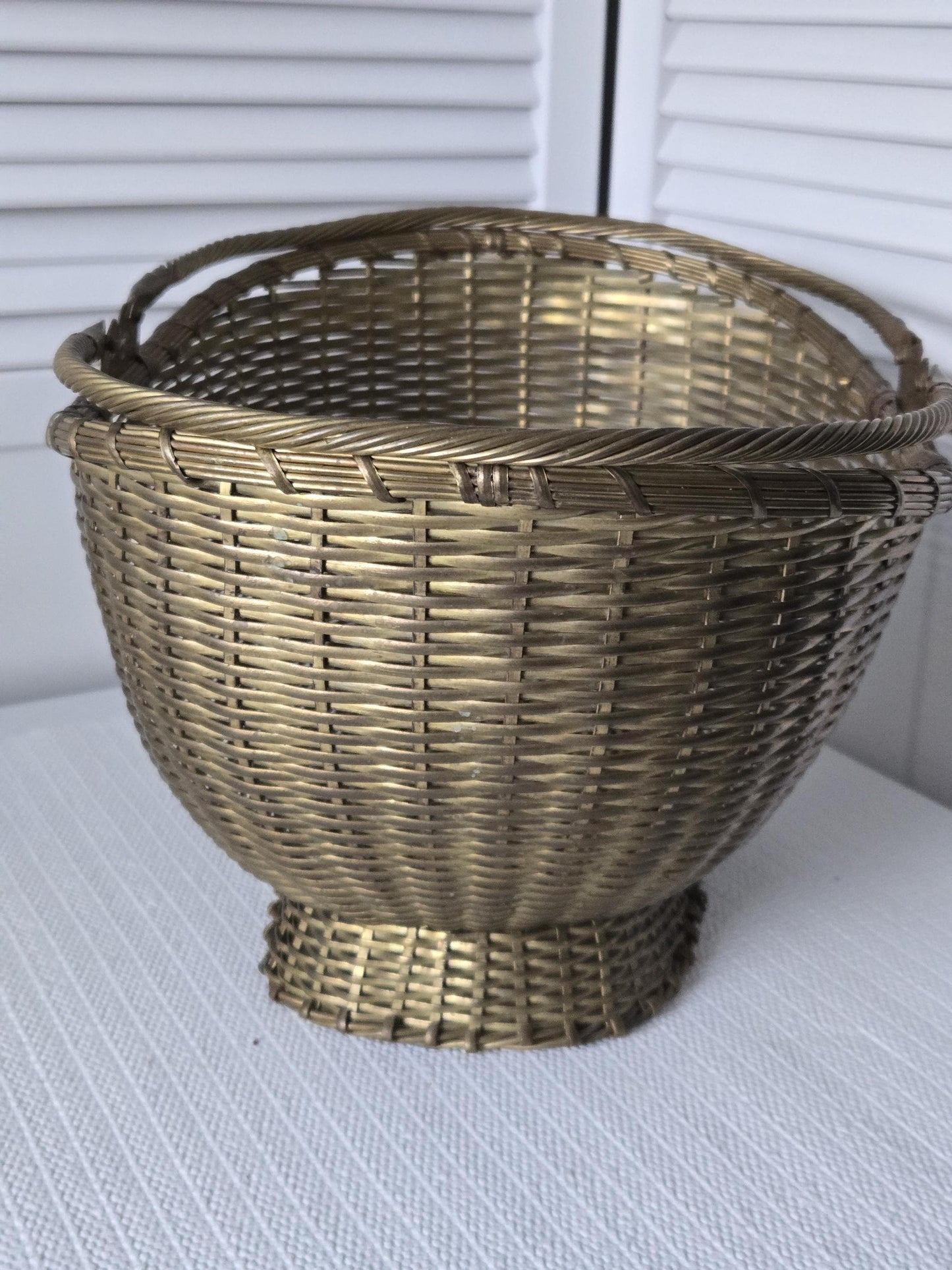 Ornate Woven Brass Basket Decor