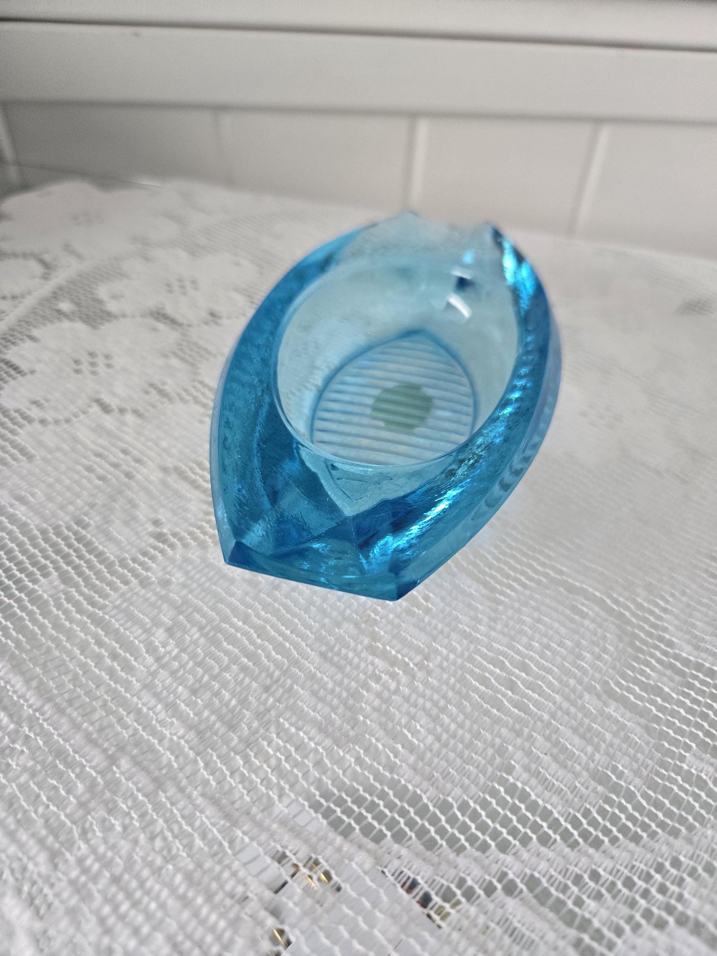 Art Deco Blue Art Glass Ashtray