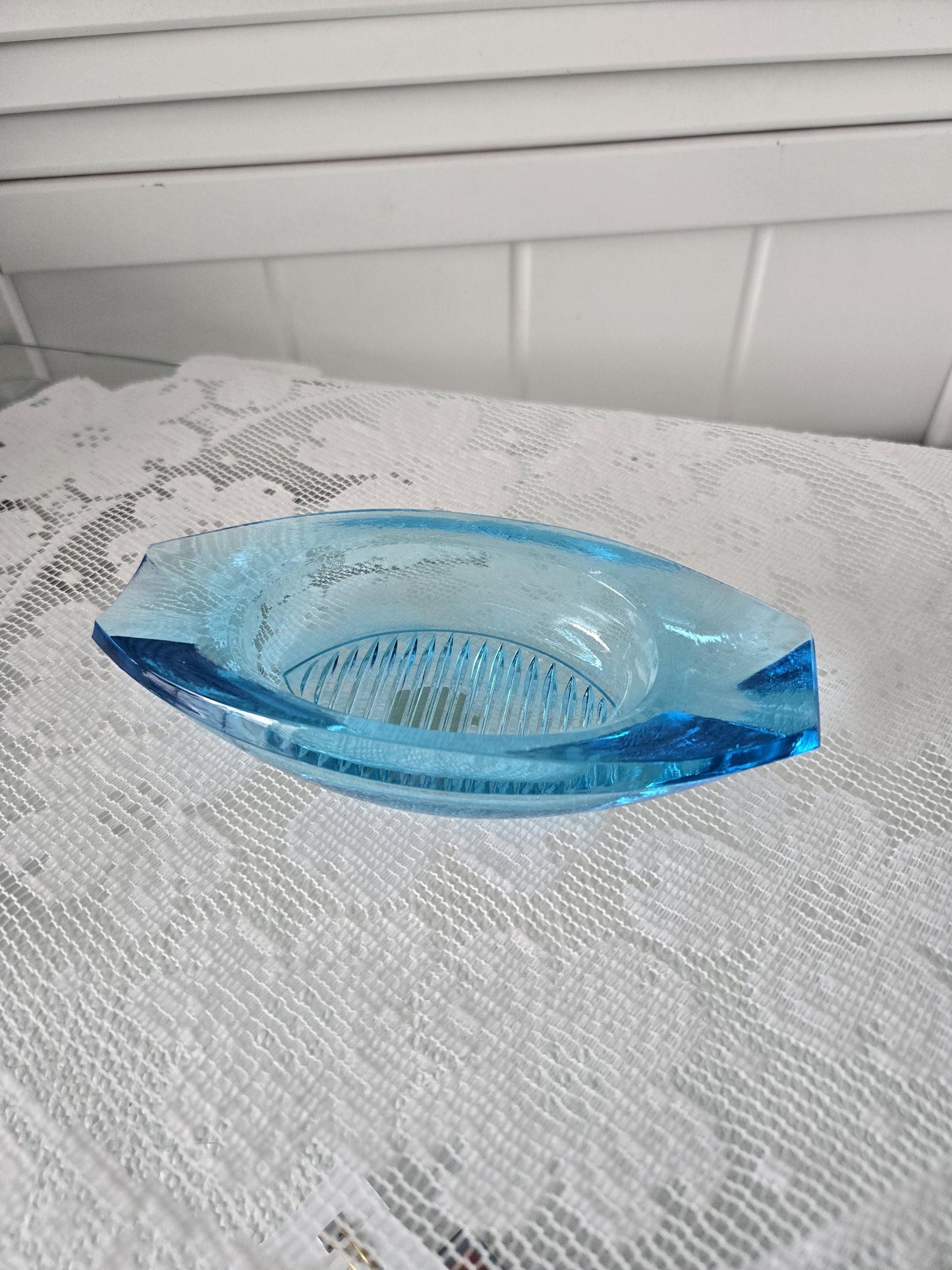 Art Deco Blue Art Glass Ashtray