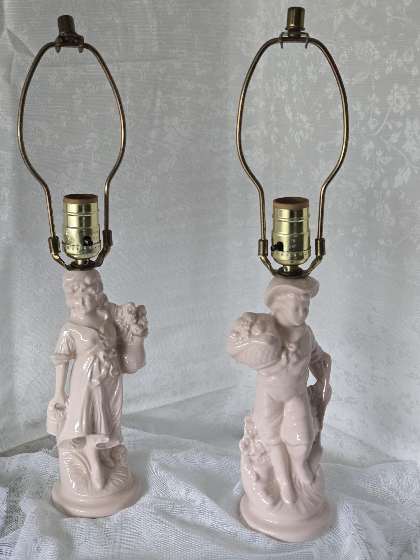 Pink Porcelain Figural Boudoir Lamps (2)