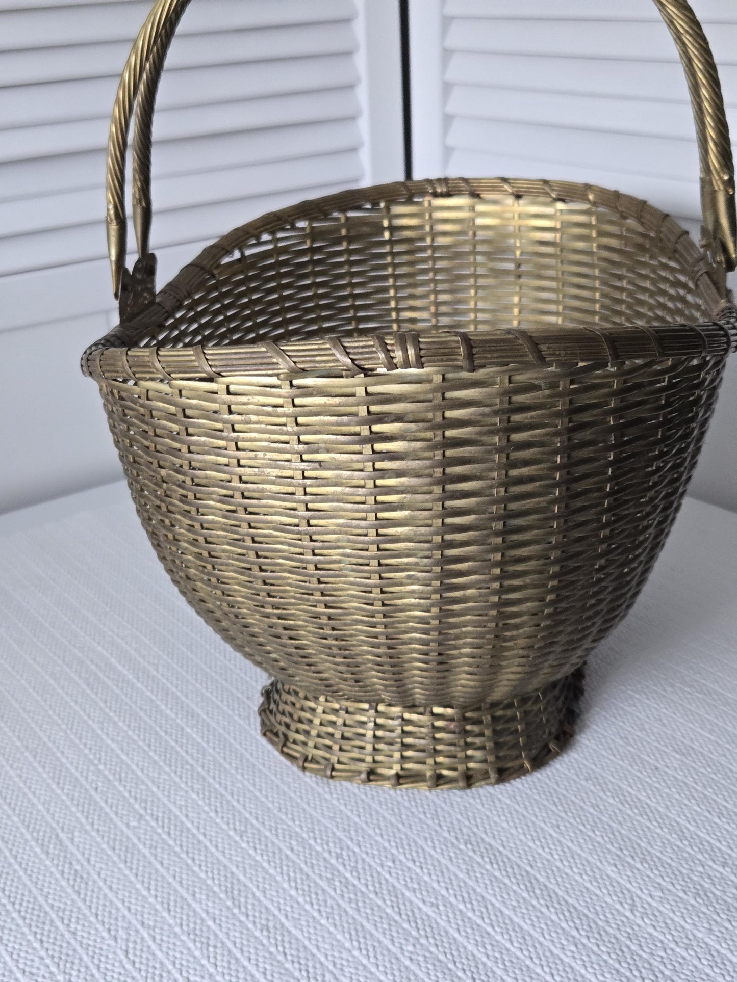 Ornate Woven Brass Basket Decor