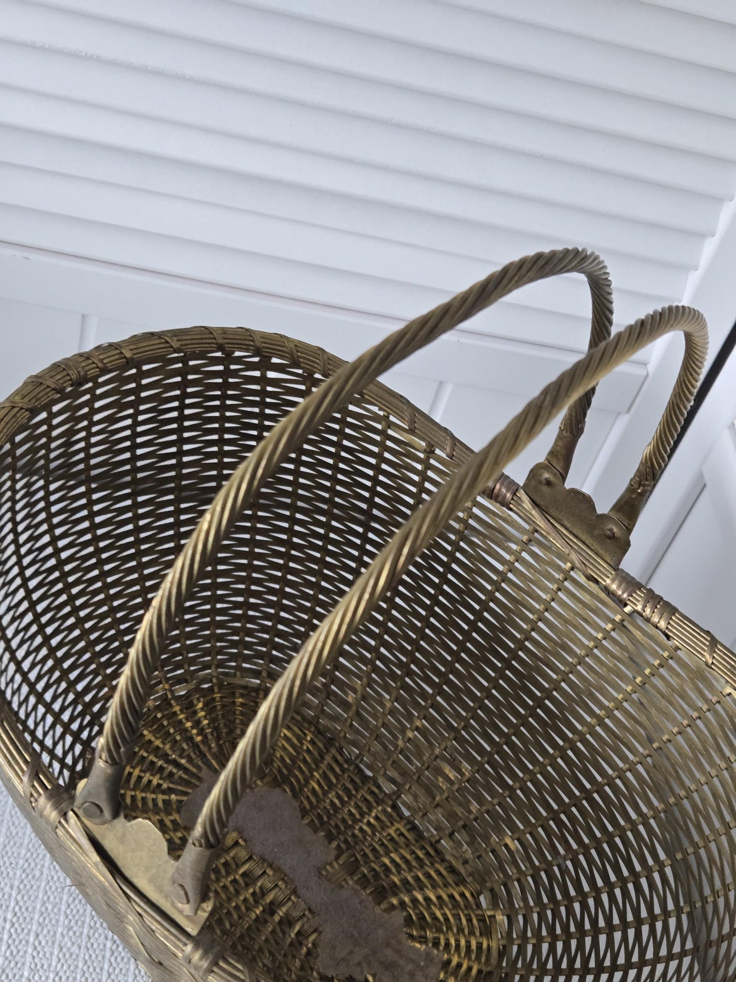 Ornate Woven Brass Basket Decor