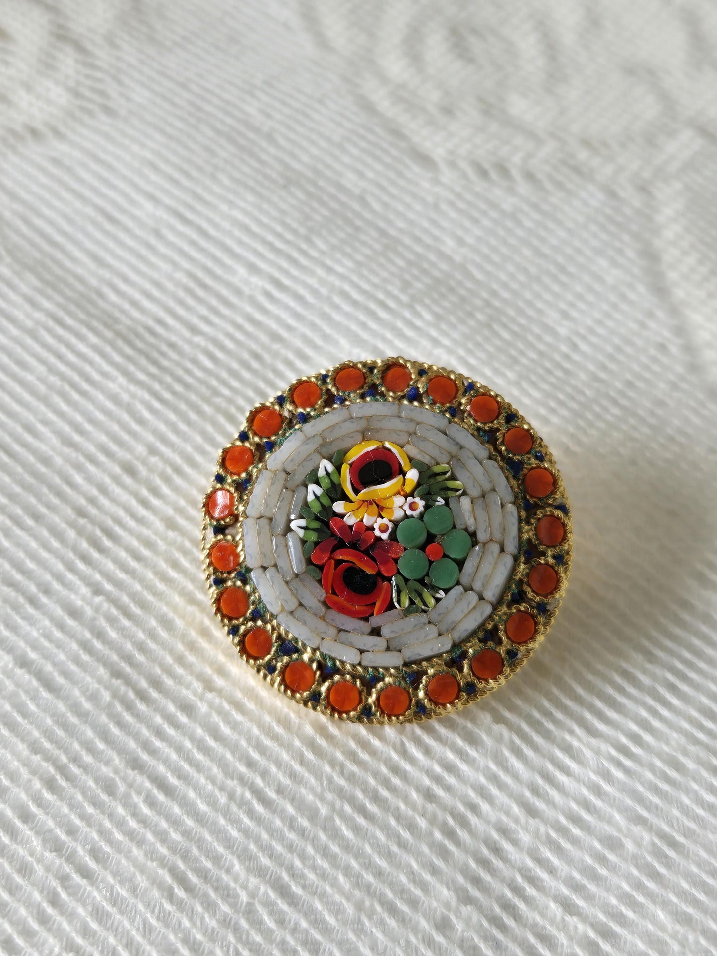 Italian Mosaic Floral Brooch