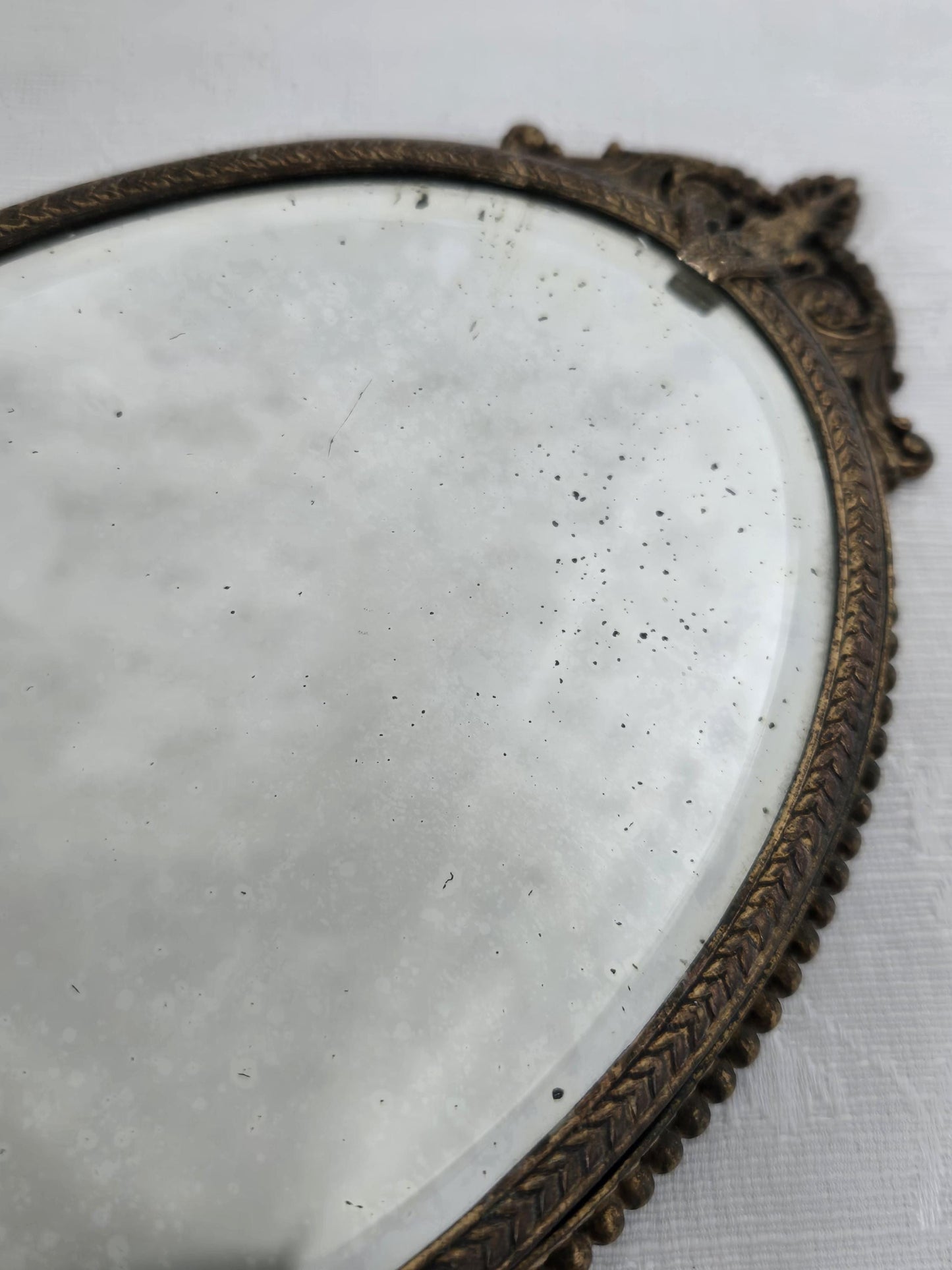 Vintage Brass Filigree Hand Mirror