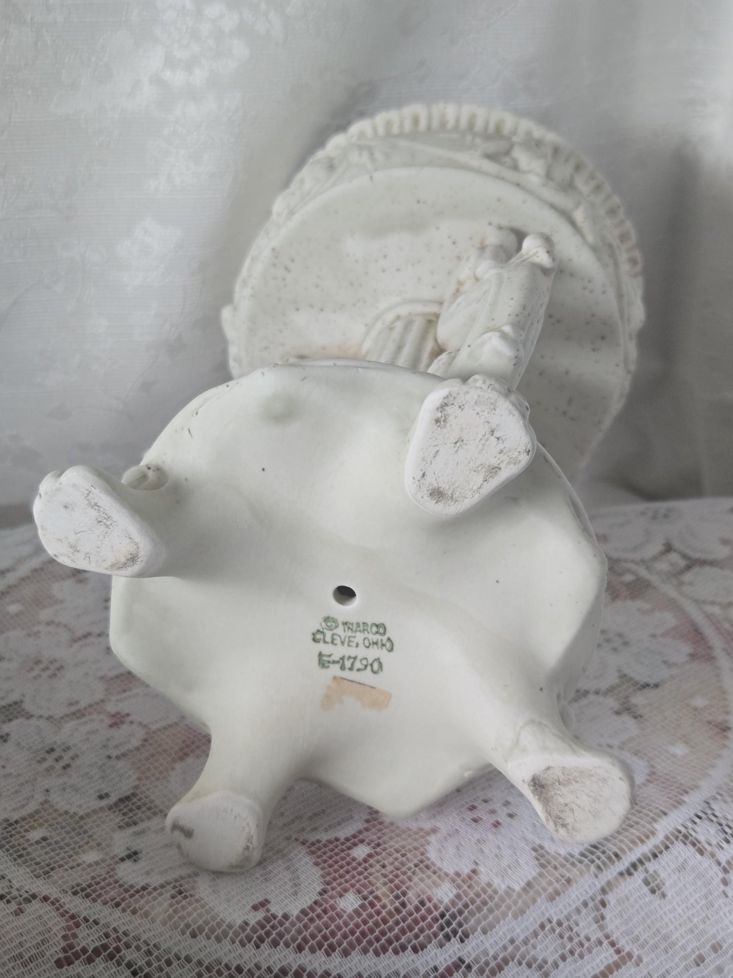 Inarco Ceramic Bisque Cherub Planter Decor