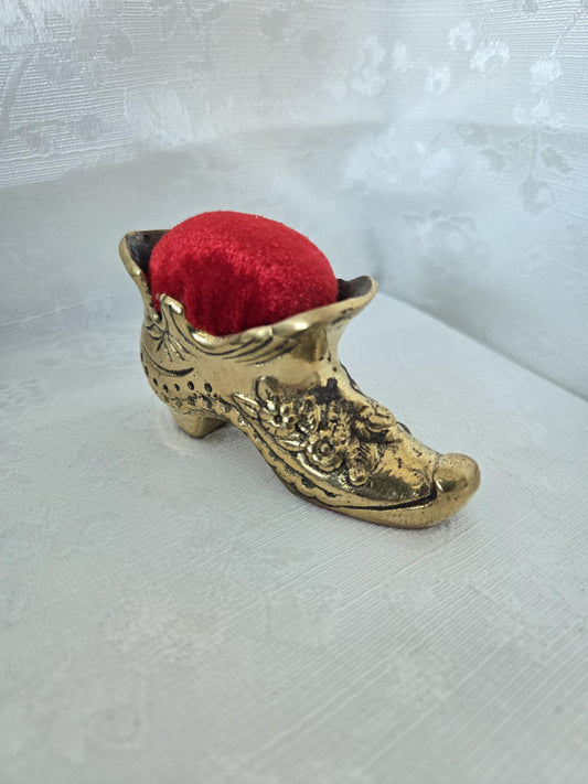 Victorian Brass Shoe Pin Cushion