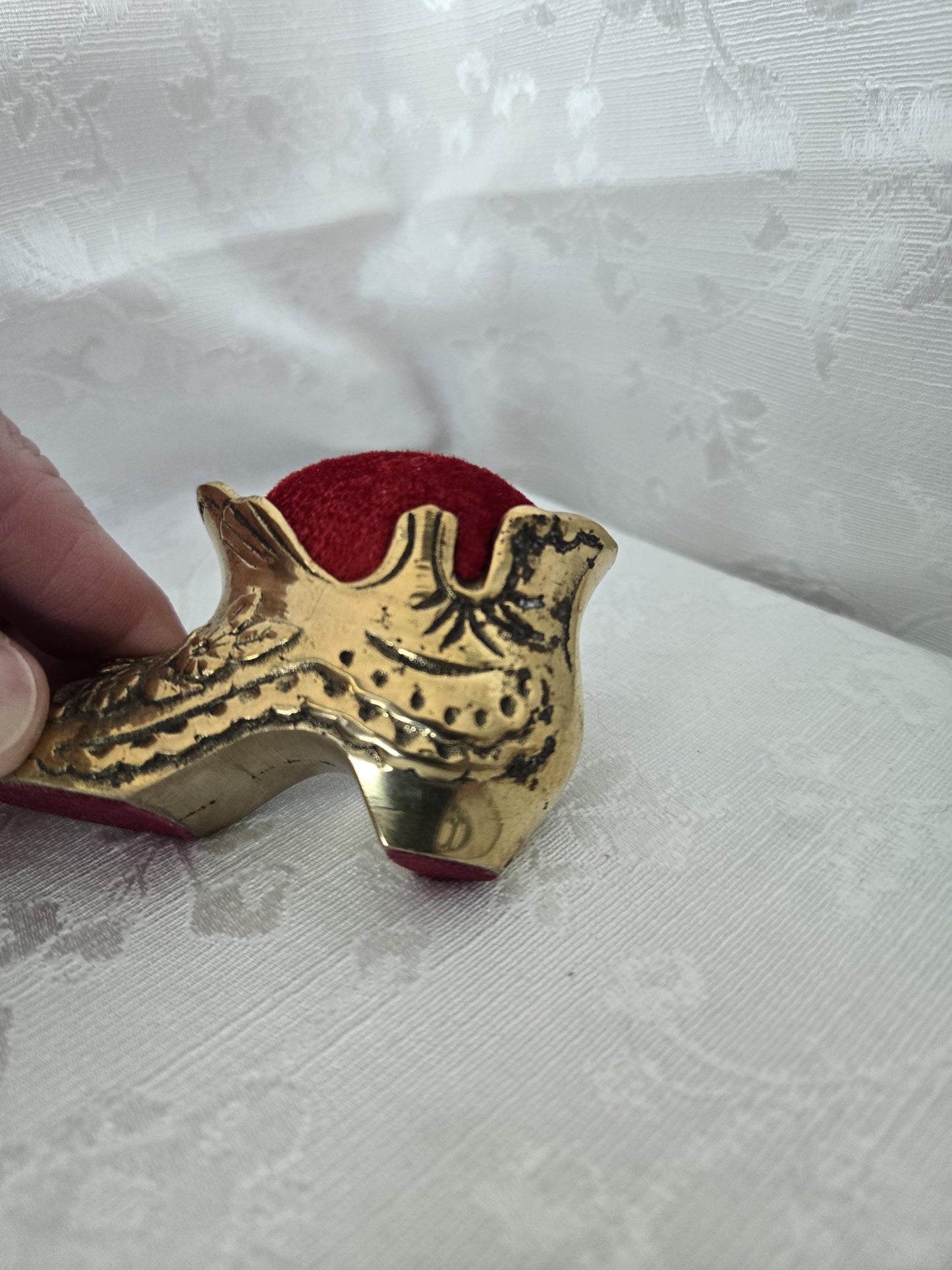 Victorian Brass Shoe Pin Cushion