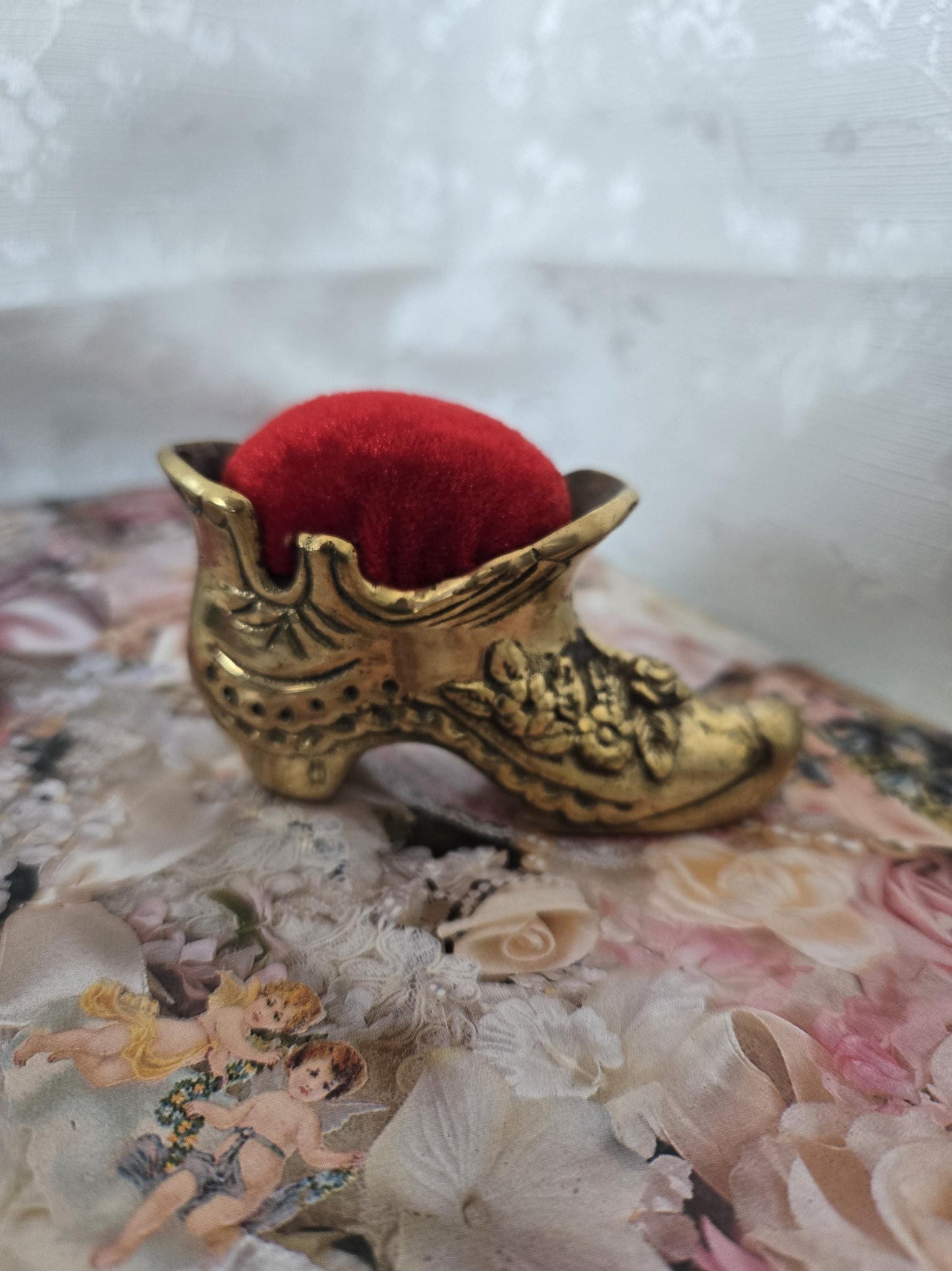 Victorian Brass Shoe Pin Cushion