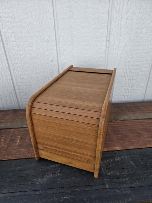 Teak Wood Tambour Storage Box