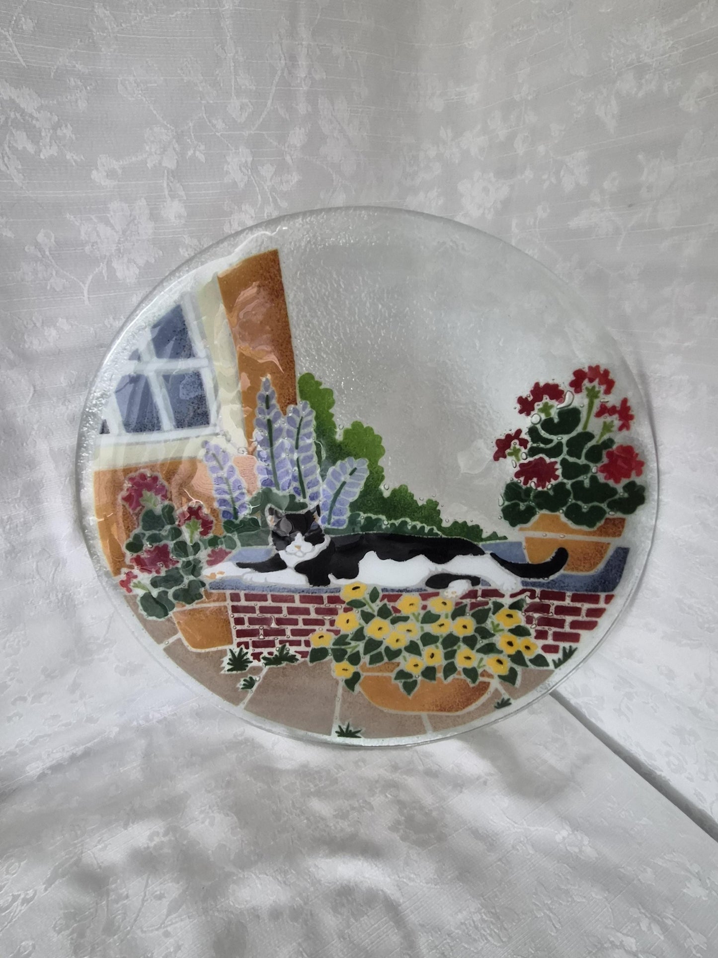 Cat Motif Fused Art Glass Plate - Peggy Karr
