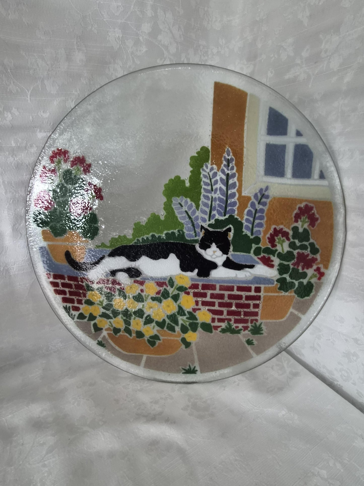 Cat Motif Fused Art Glass Plate - Peggy Karr