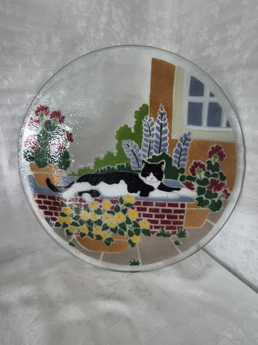 Cat Motif Fused Art Glass Plate - Peggy Karr