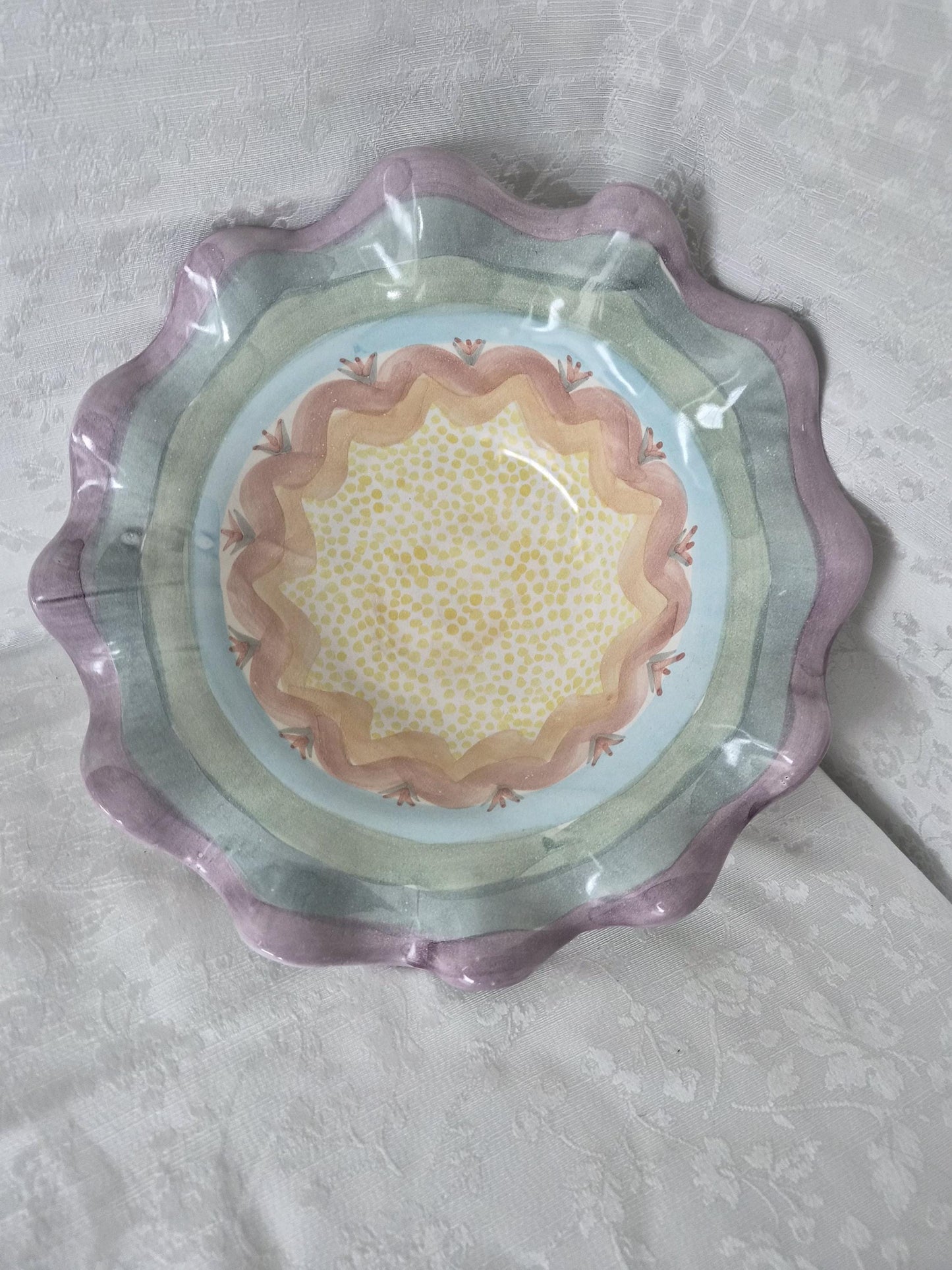 Vintage Mackenzie-Childs Brittany Ruffled Bowl