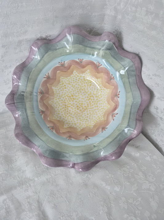 Vintage Mackenzie-Childs Brittany Ruffled Bowl