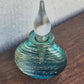 Blue Green Threaded Glass Perfume Bottle - Signed