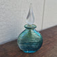 Blue Green Threaded Glass Perfume Bottle - Signed
