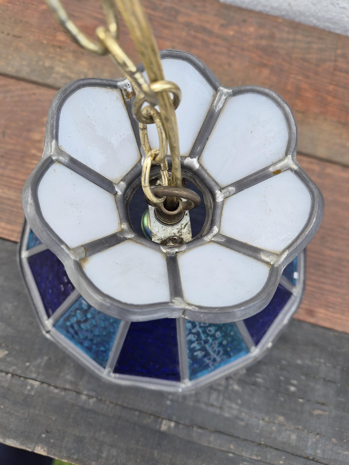 Blue Stained Glass Swag Light