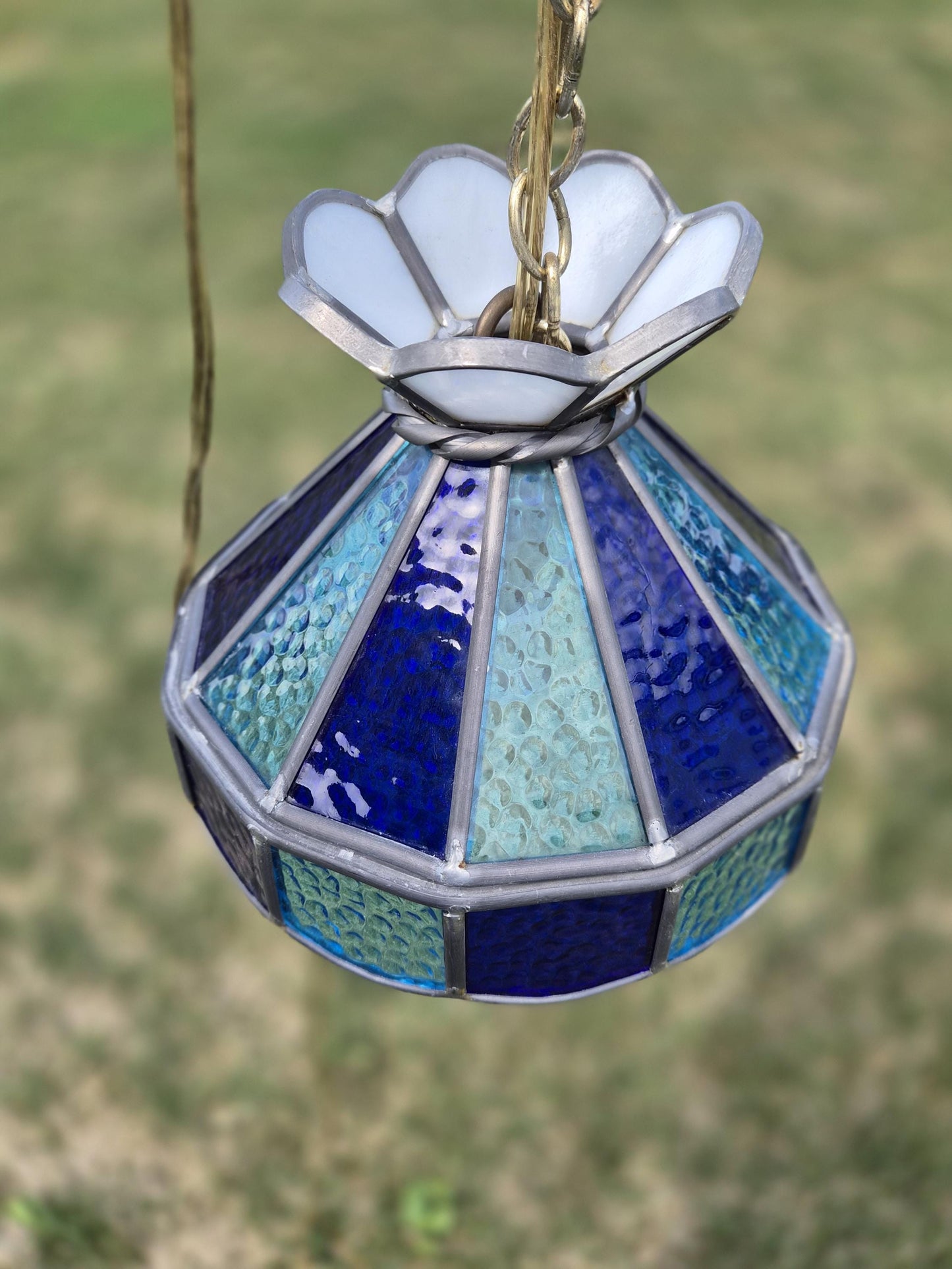 Blue Stained Glass Swag Light
