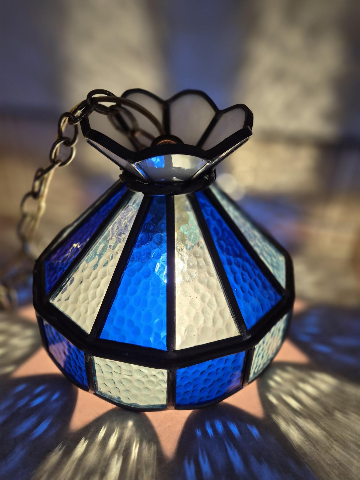 Blue Stained Glass Swag Light