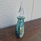 Blue Green Threaded Glass Perfume Bottle - Signed