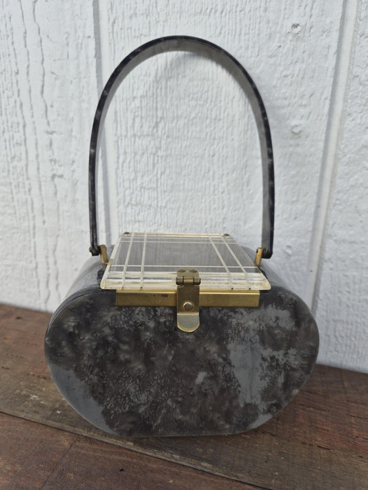Art Deco Gray Lucite Handbag