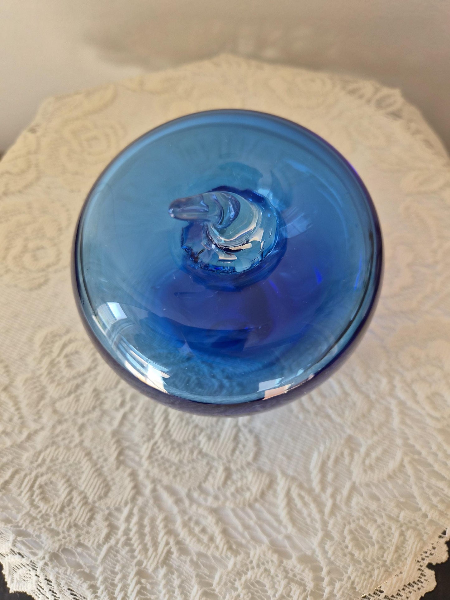 Blenko Blue Glass Apple Decor