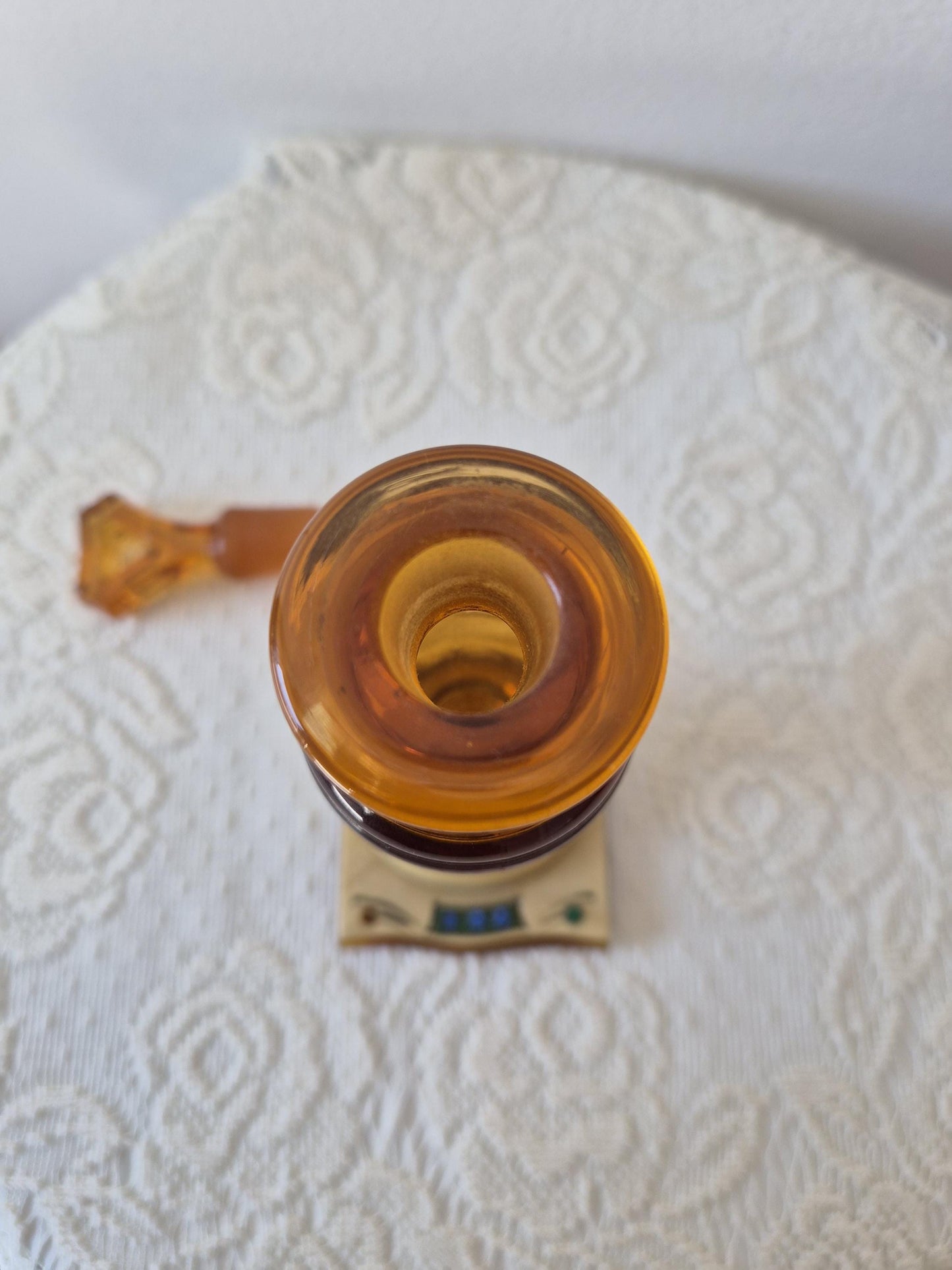 Art Deco Amber Perfume Bottle and Stand