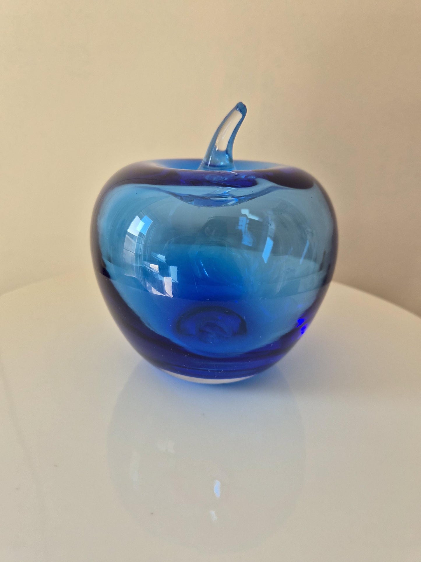 Blenko Blue Glass Apple Decor