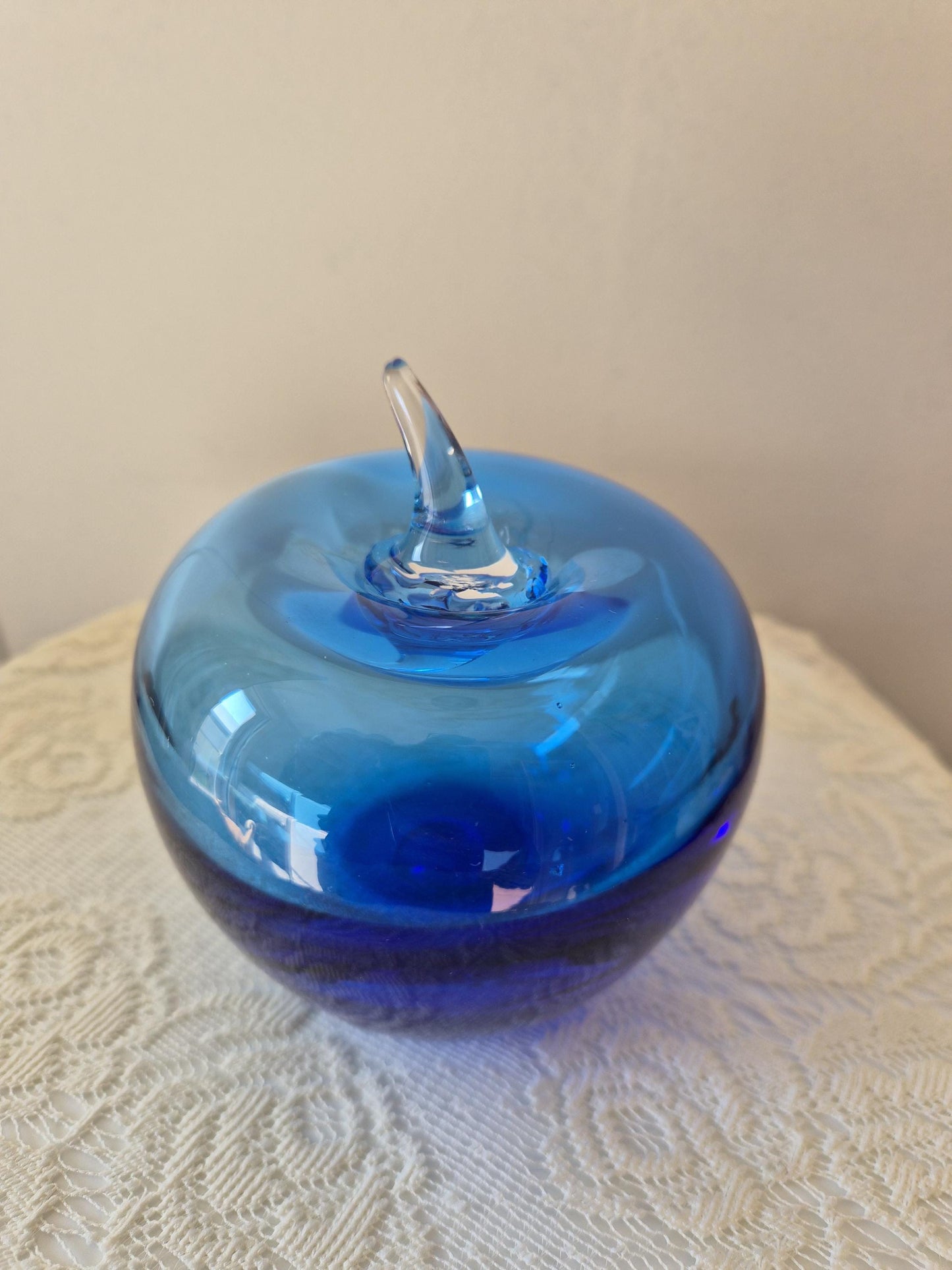 Blenko Blue Glass Apple Decor