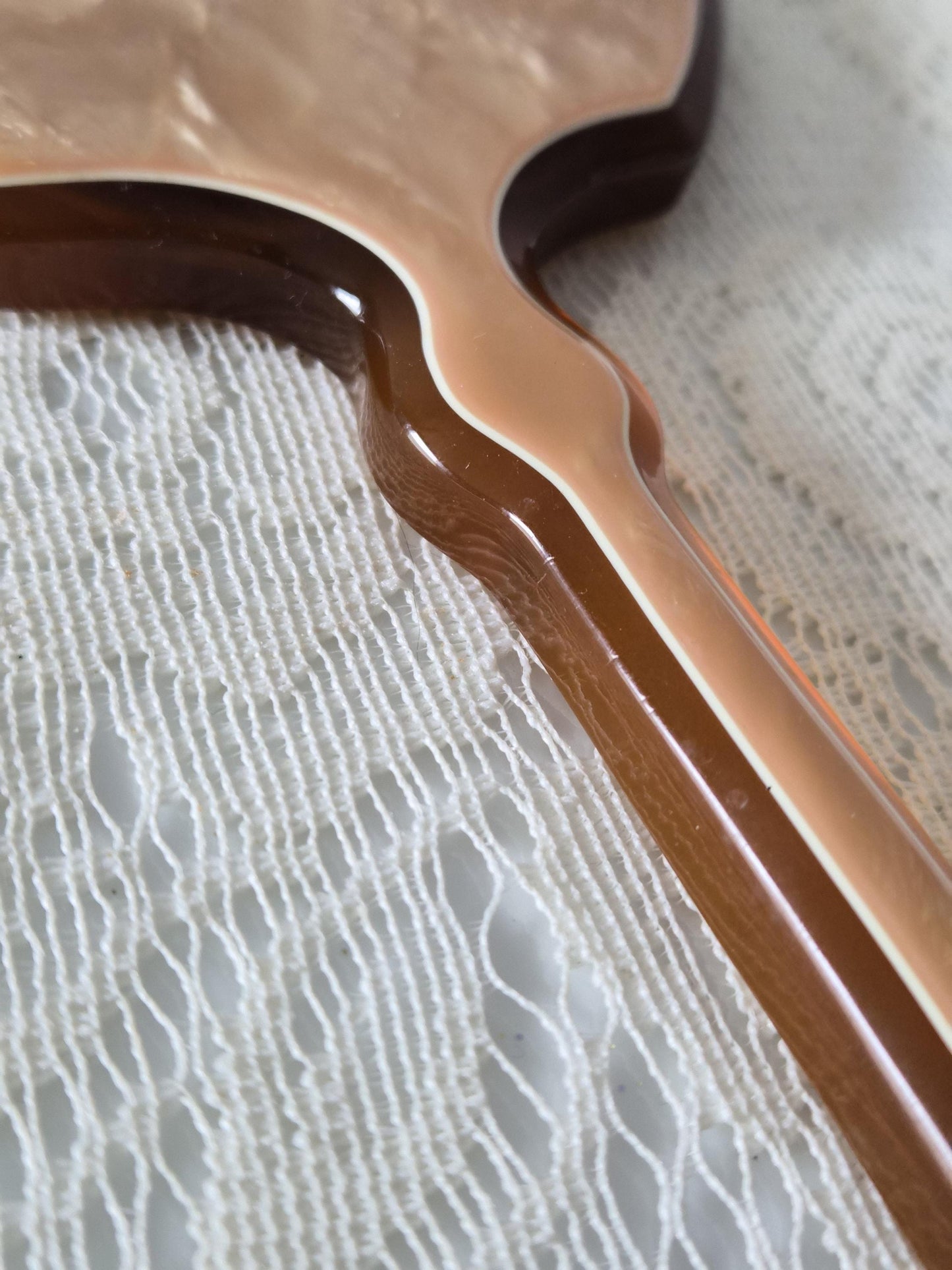 Art Deco Acwalite Ritz Hand Mirror Butterscotch