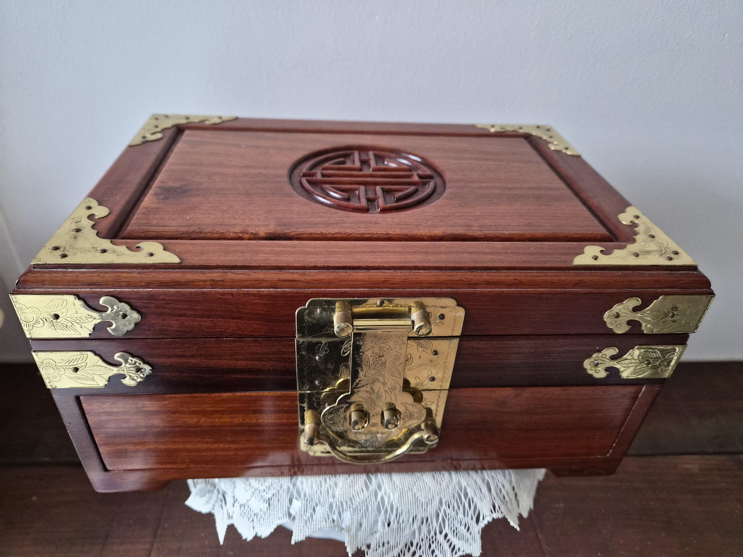 Mahogany Asian Jewelry Box