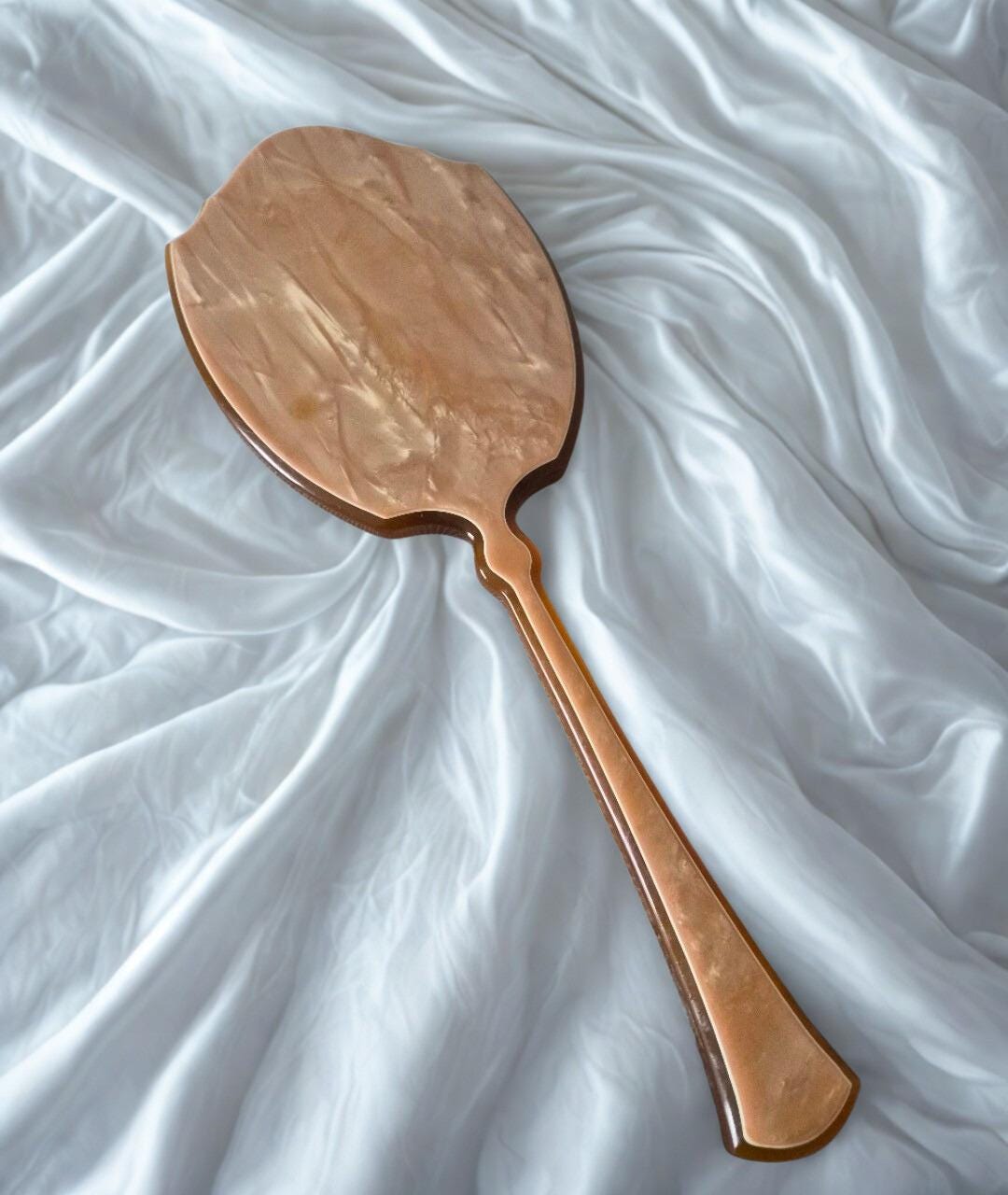 Art Deco Acwalite Ritz Hand Mirror Butterscotch