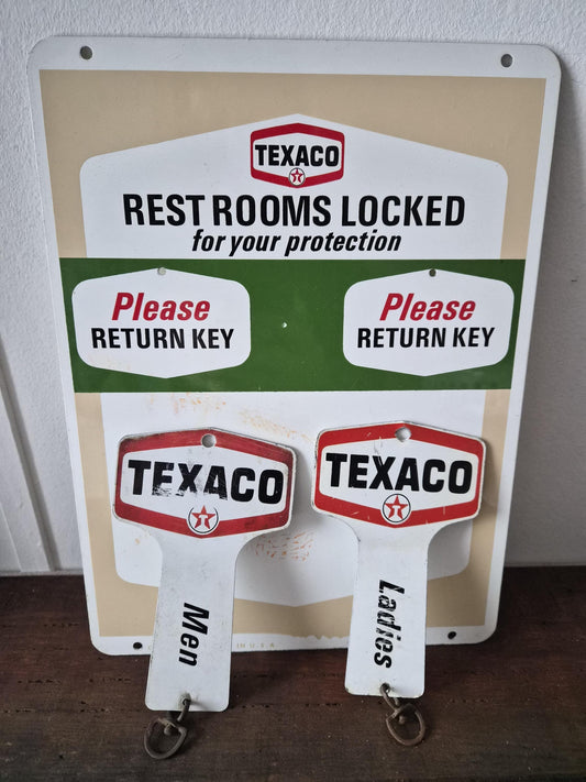 Original Texaco Restroom Signage with Key Tags