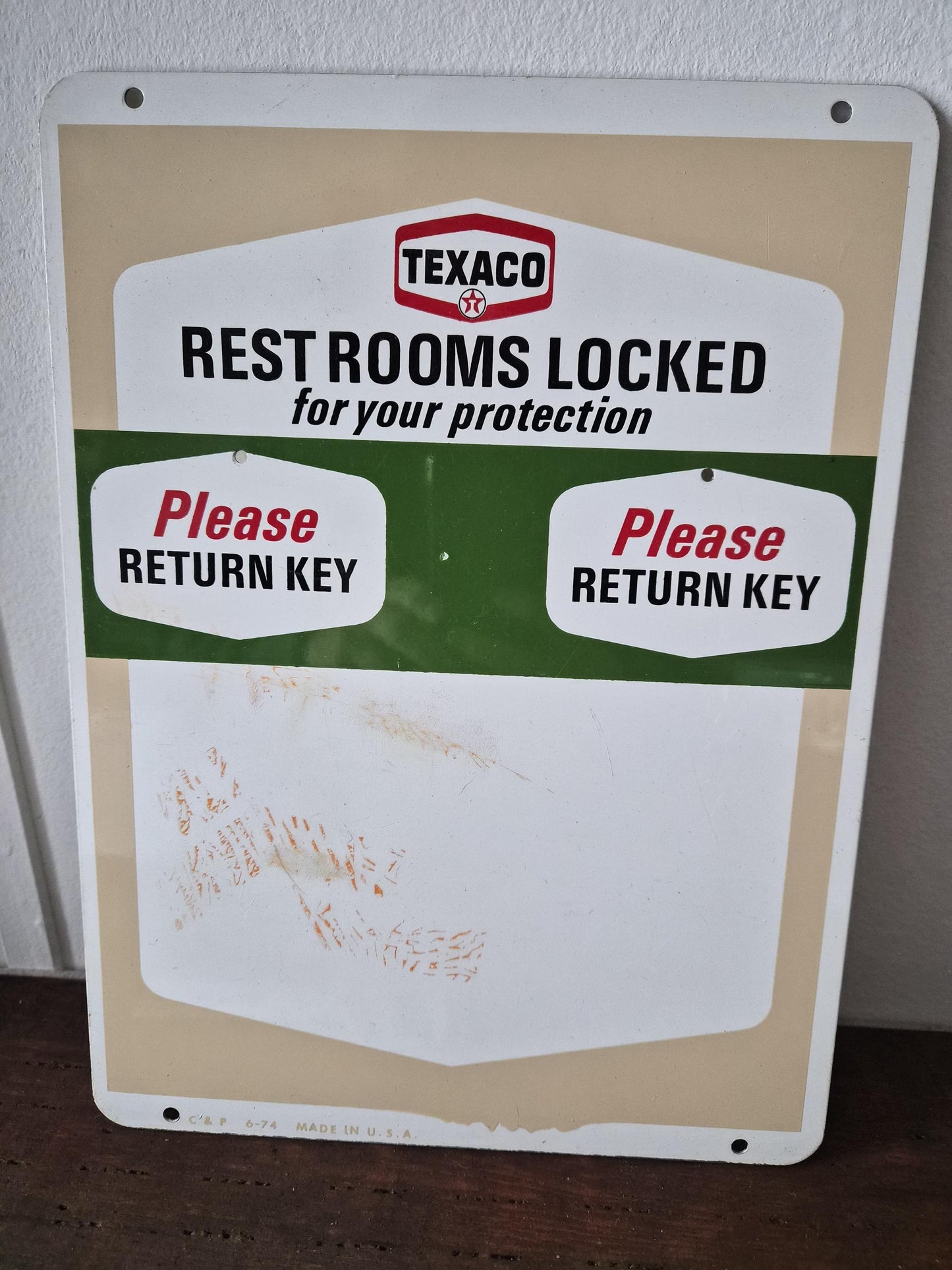 Original Texaco Restroom Signage with Key Tags