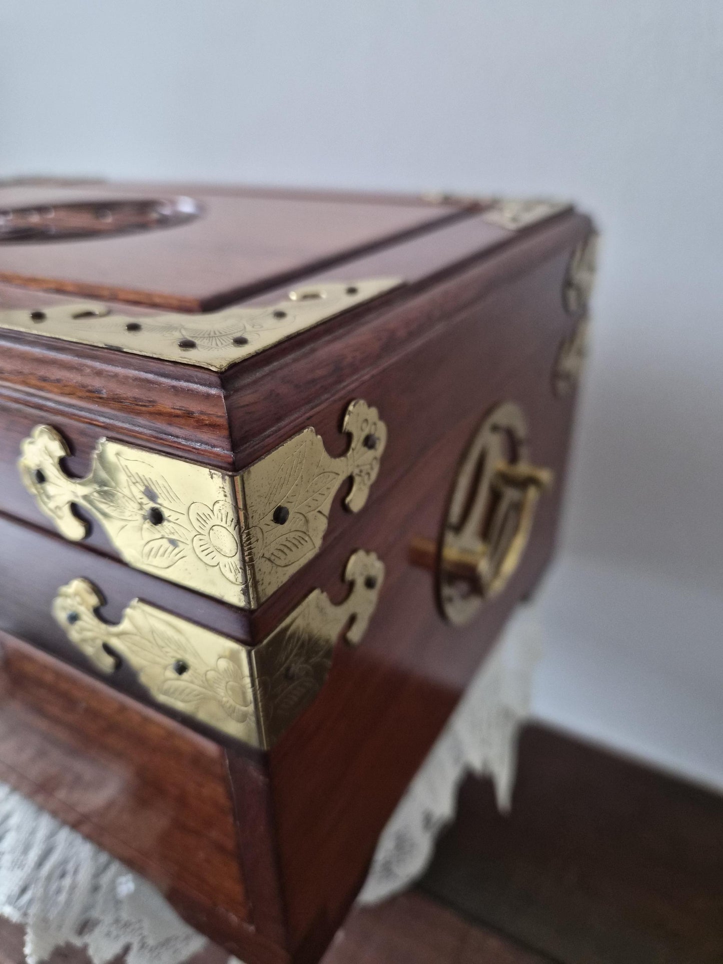Mahogany Asian Jewelry Box