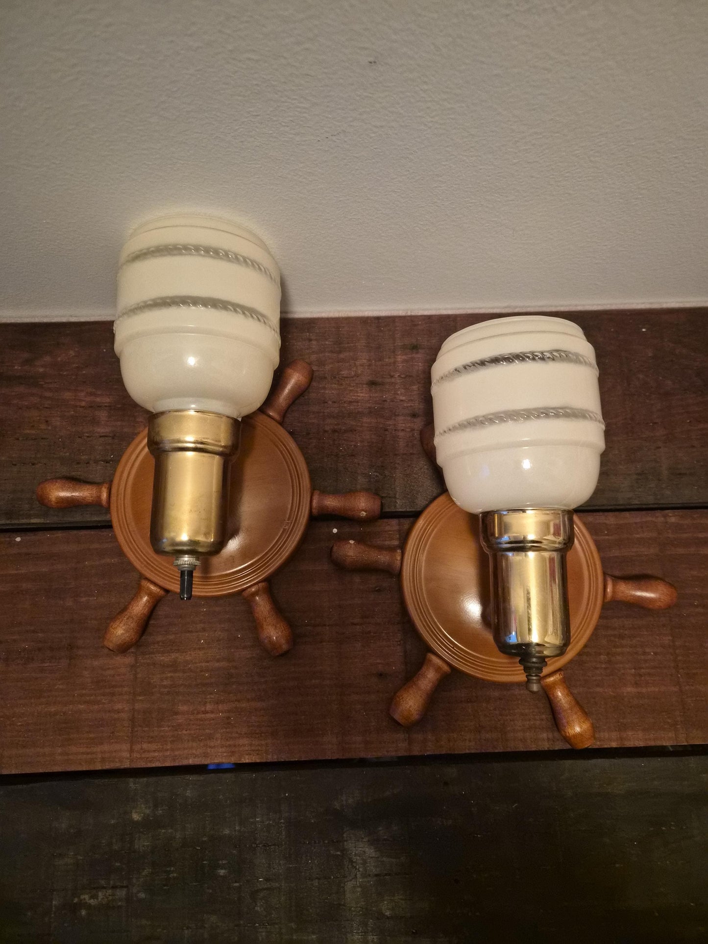 Vintage Art Deco Ship Wheel Light Sconces