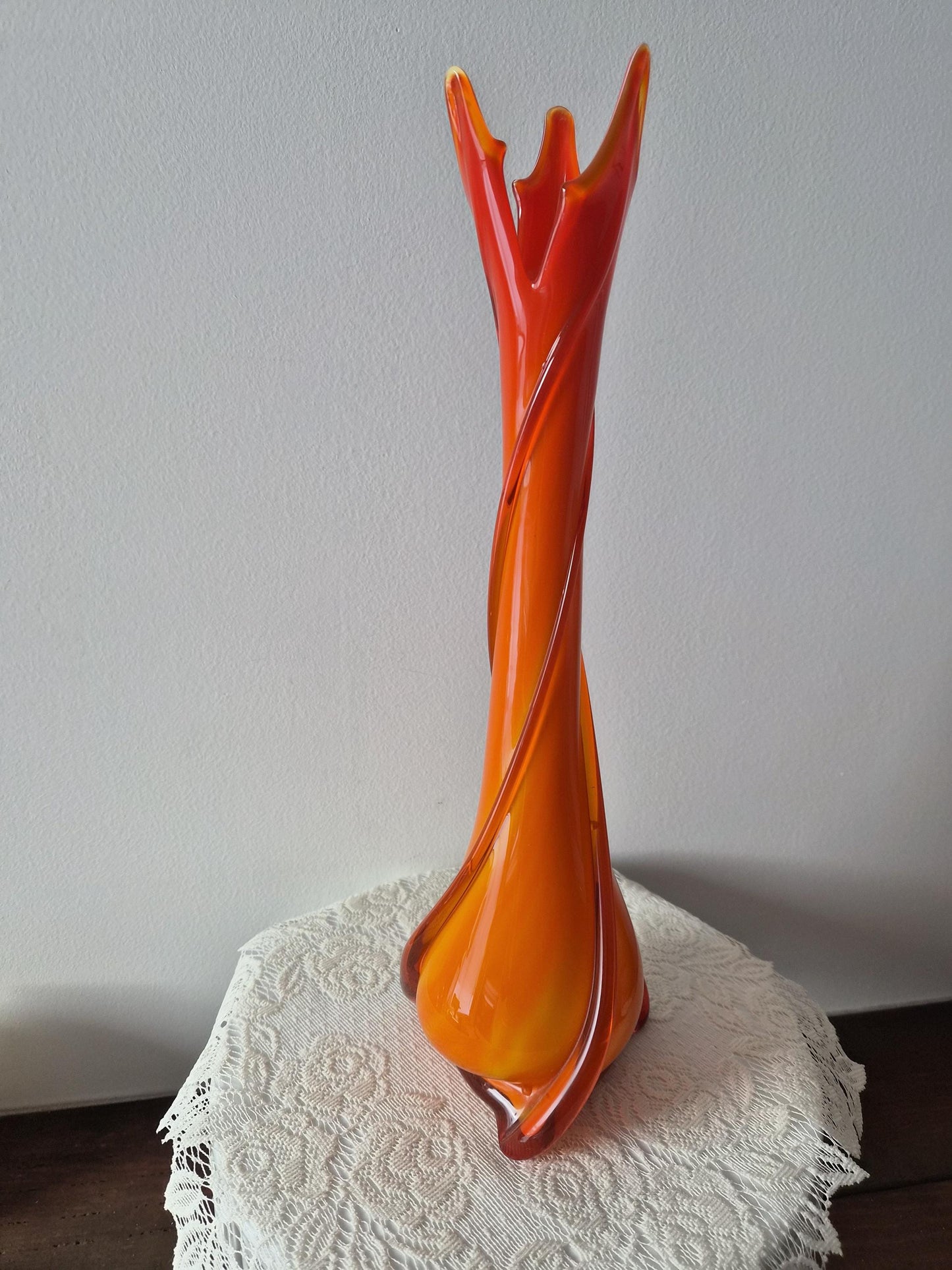 Cristalleria Fratelli Betti Empoli Amberina Orange Glass Vase