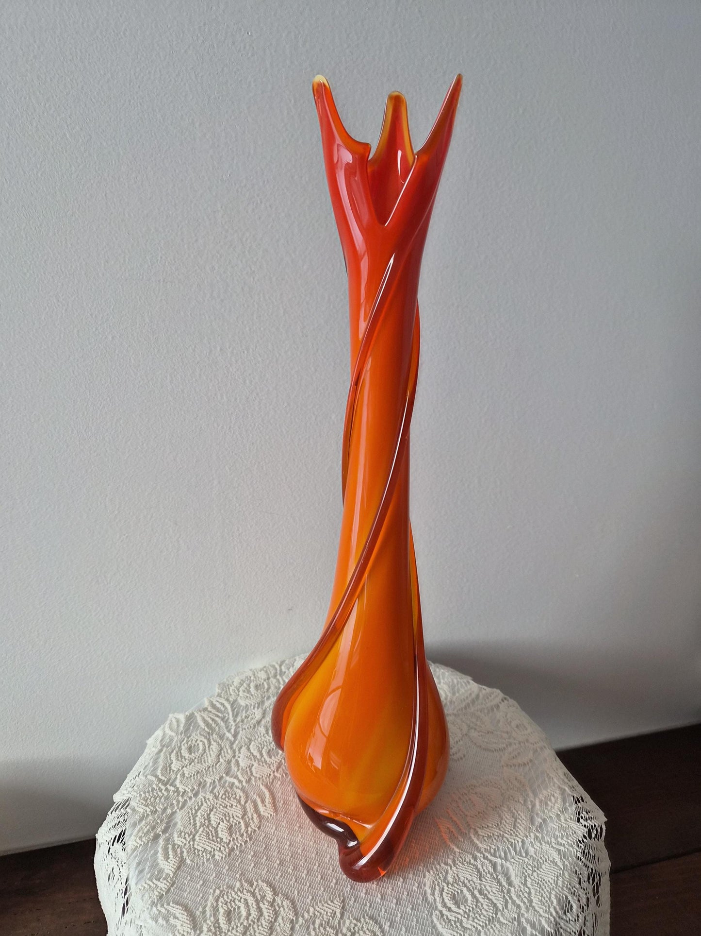 Cristalleria Fratelli Betti Empoli Amberina Orange Glass Vase