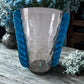 Blenko Crackle Glass Ribbed Handled Vase
